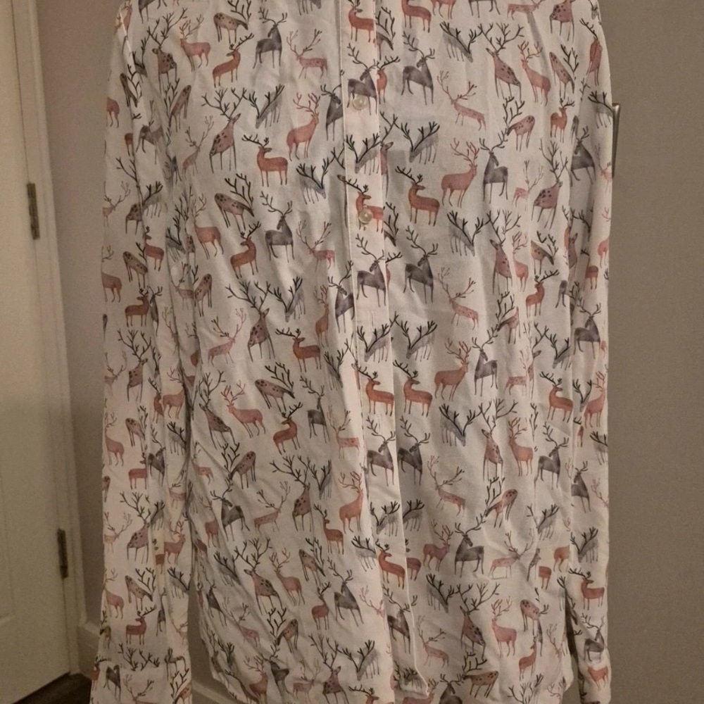 Deer Print Button-Up Shirt